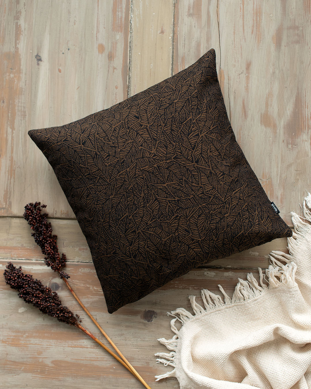 Havui-tyynynpäällinen, väri: curry/musta