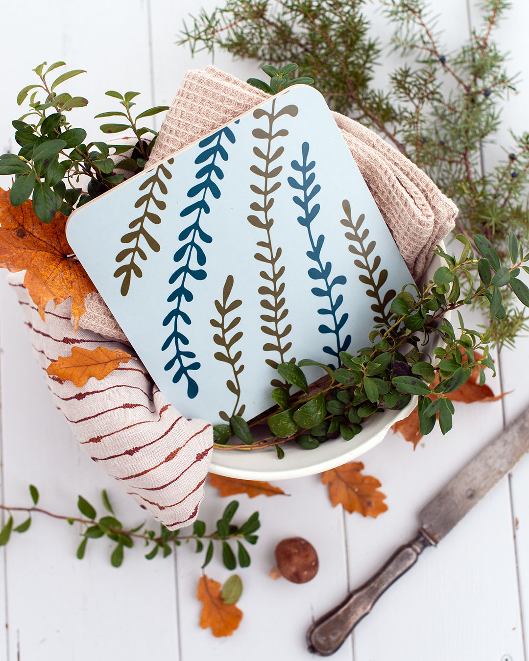 Sanikkaat-pannunalunen, väri: minttu/sammal/sininen